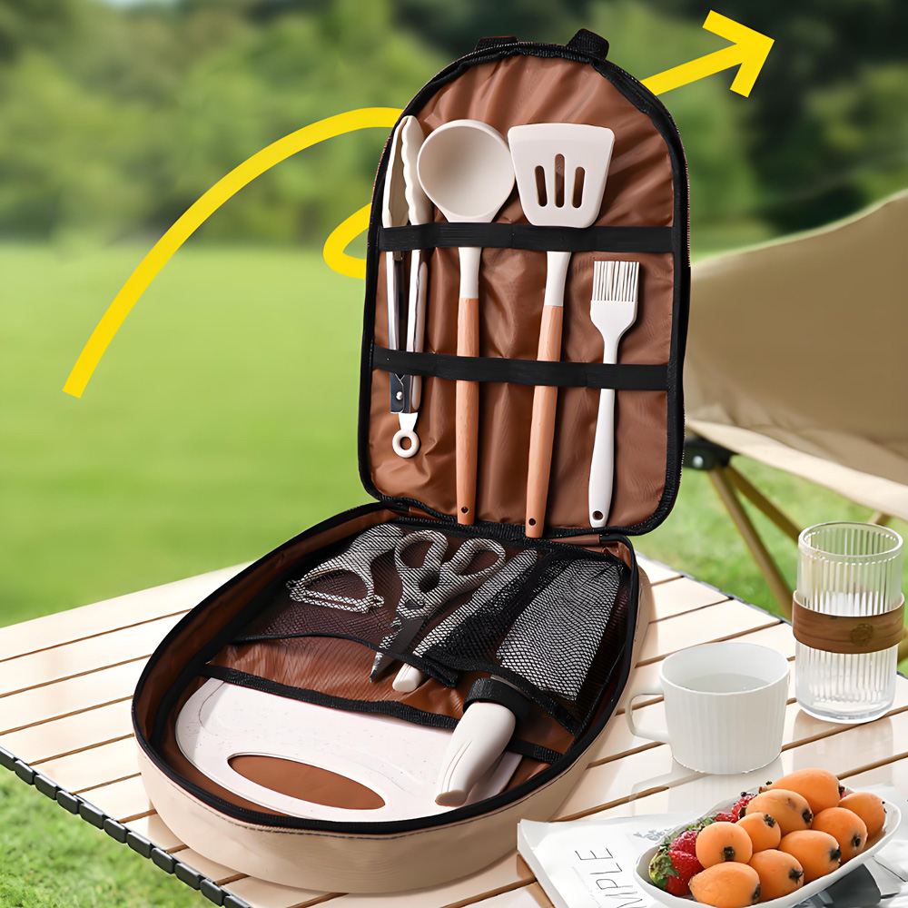 Quality Camping Cooking Set - 10Pcs Portable Camping Cooking Utensil Set,