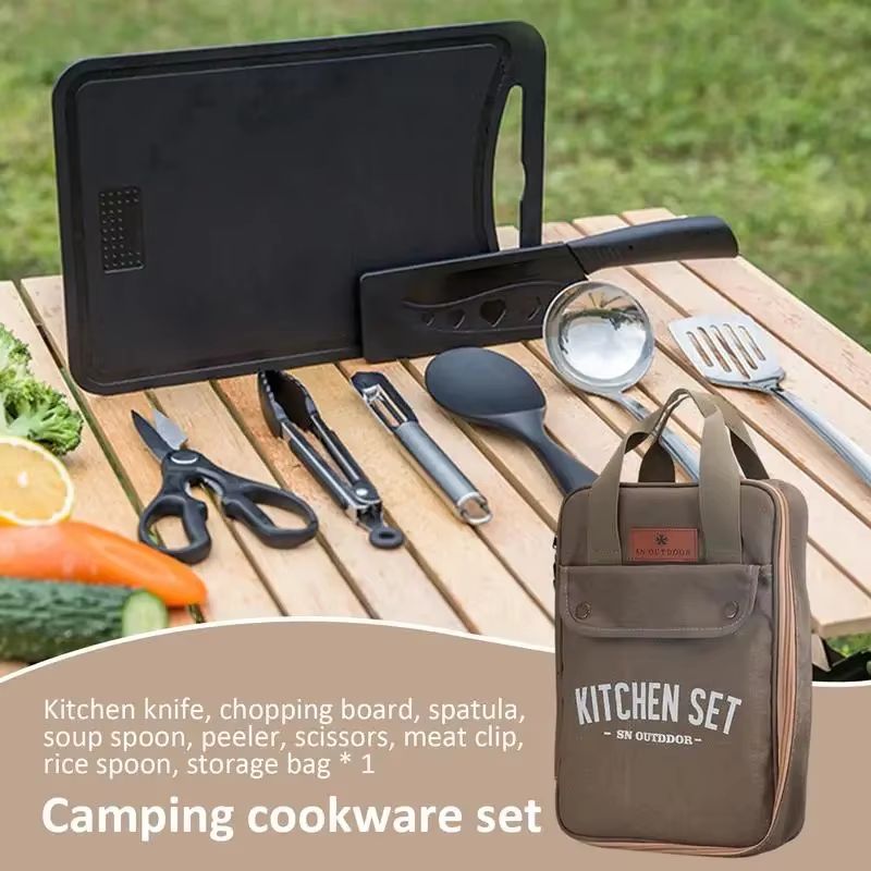8pcs Camping Kitchen Cookware  - Quality Camping Cooking Set recension och pris