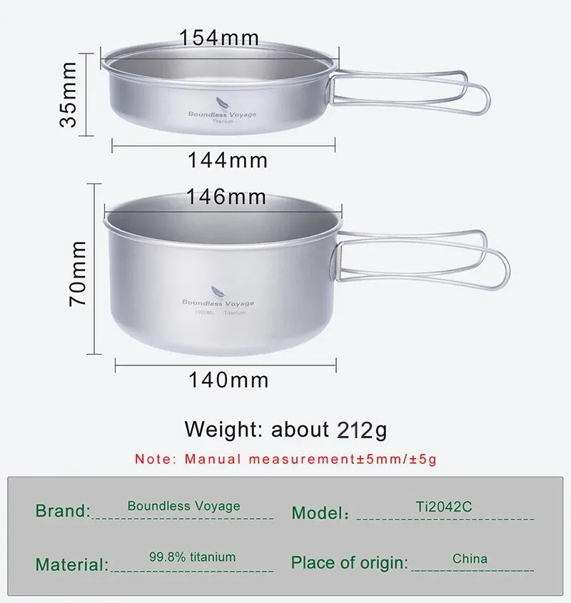 Boundless Voyage Titanium Pot  - Quality Camping Cooking Set recension och pris